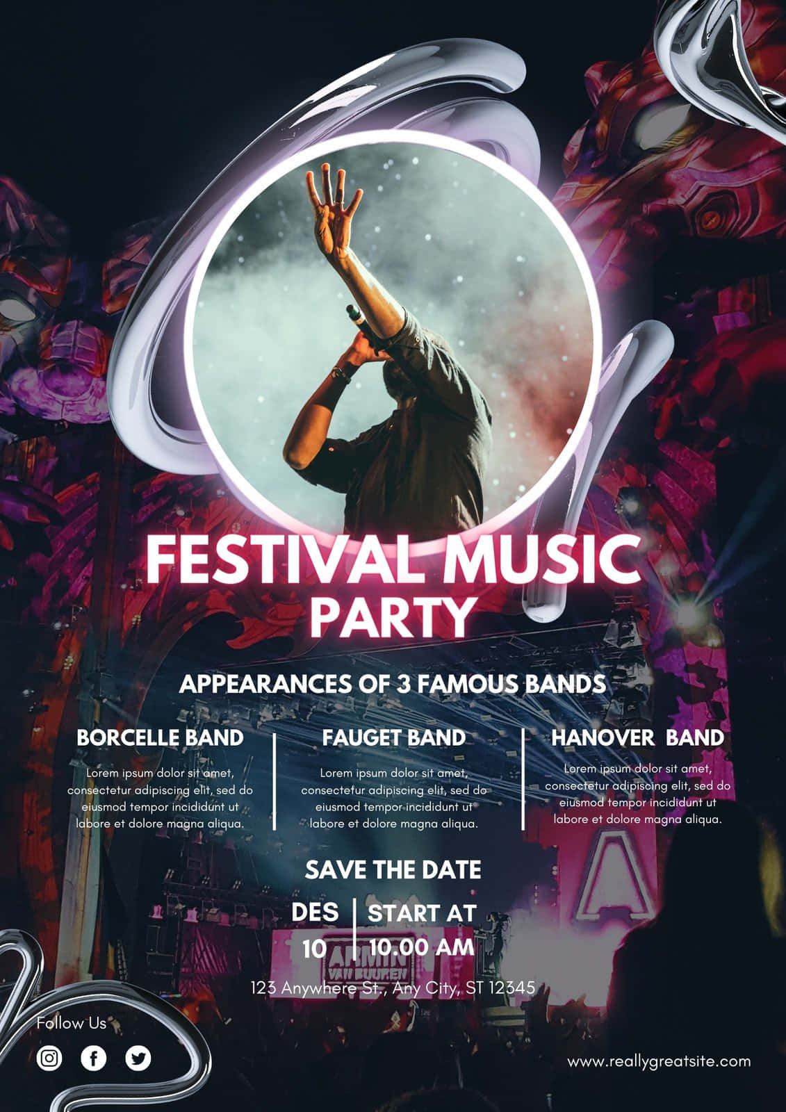 Hintergrundfür Festival Musik Party Flyer