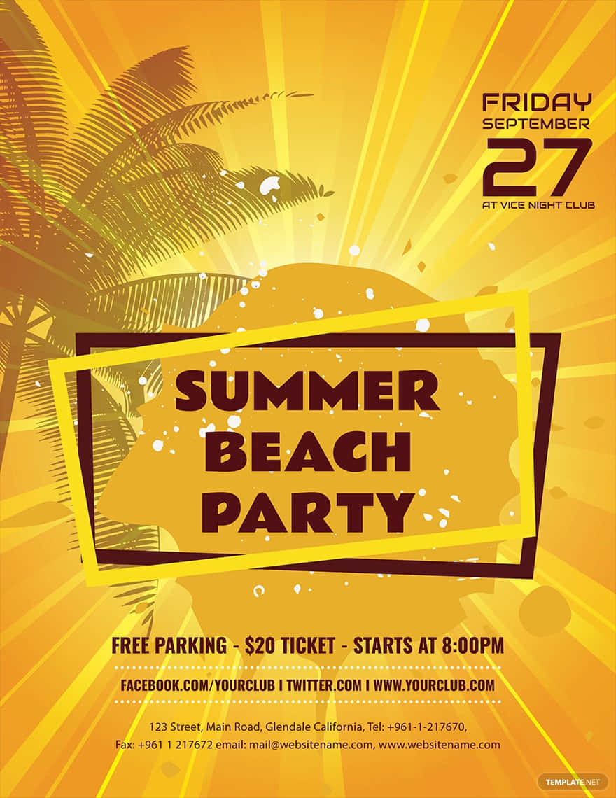Summer Beach Party Flyer Background