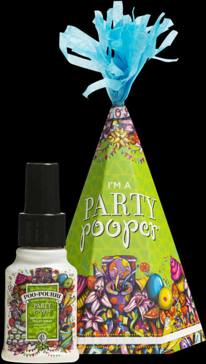 Party Hatand Poo Pourri Bottle PNG