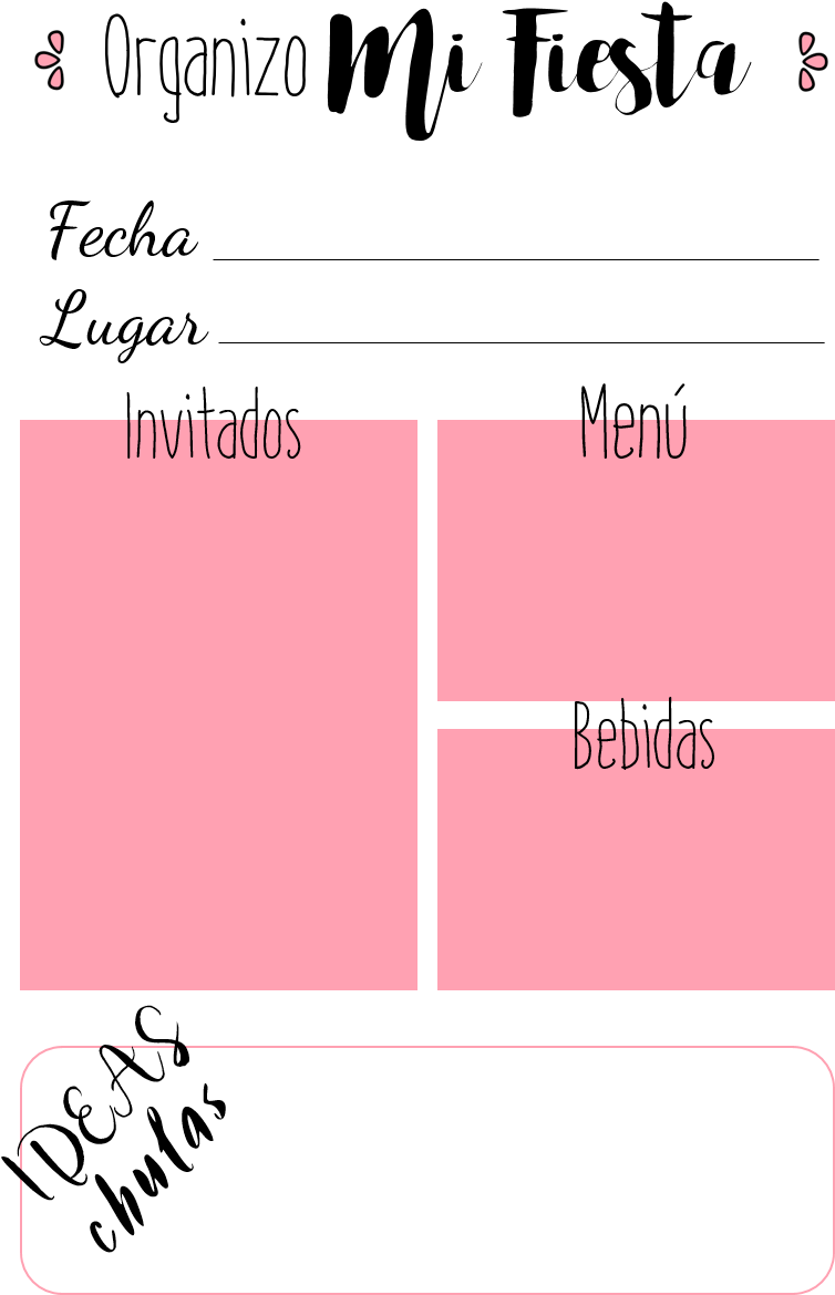 Party Planning Template Spanish PNG