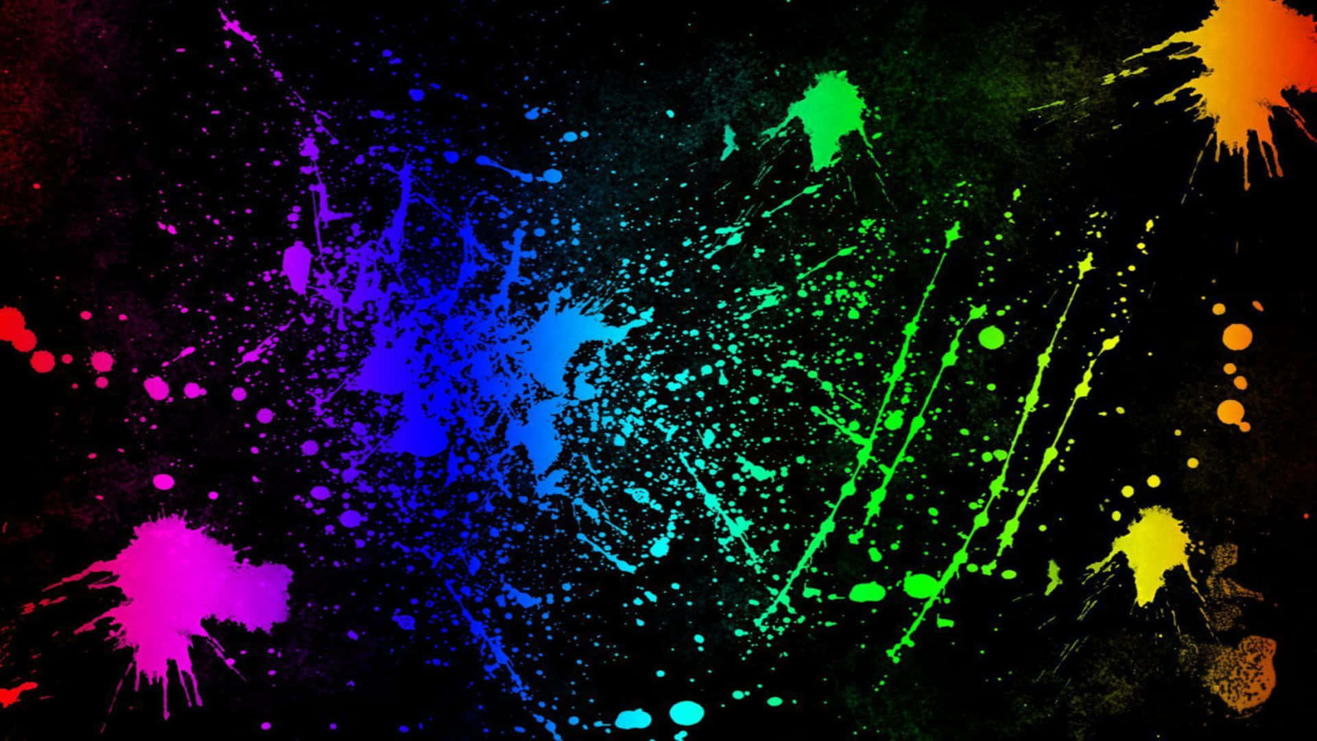 Colorful Paint Splatters On A Black Background