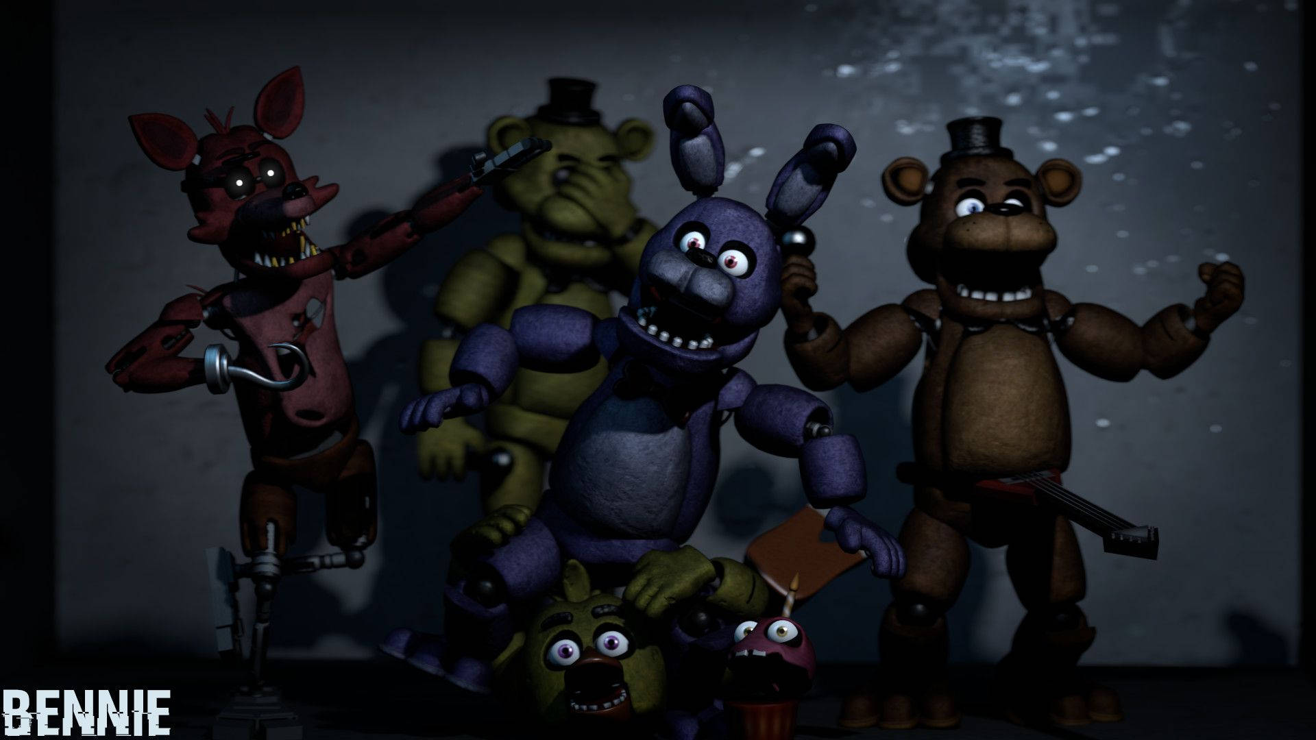 “It’s time to party! The Five Nights at Freddy's Animatronics are ready to get the show started.” Wallpaper