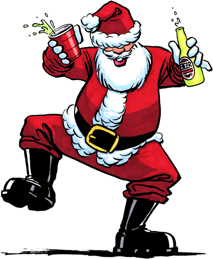 Partying Santa Cartoon PNG