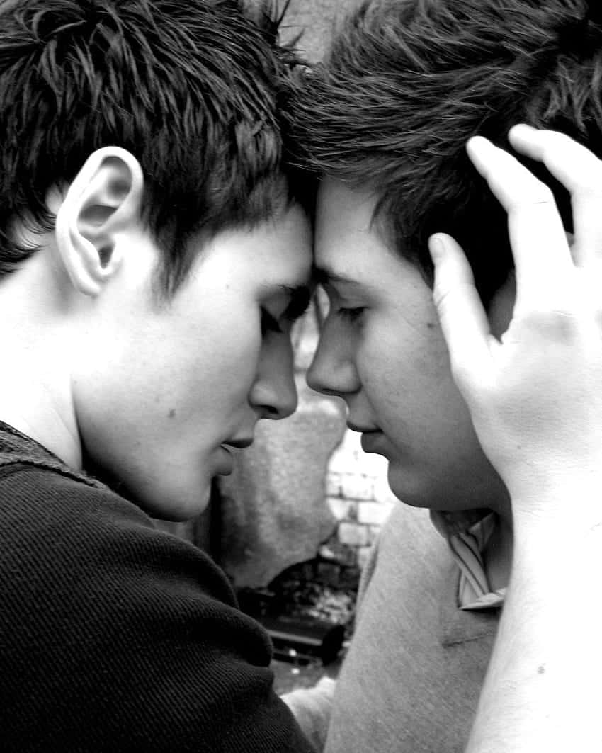 Passionate Gay Boys Black And White Background