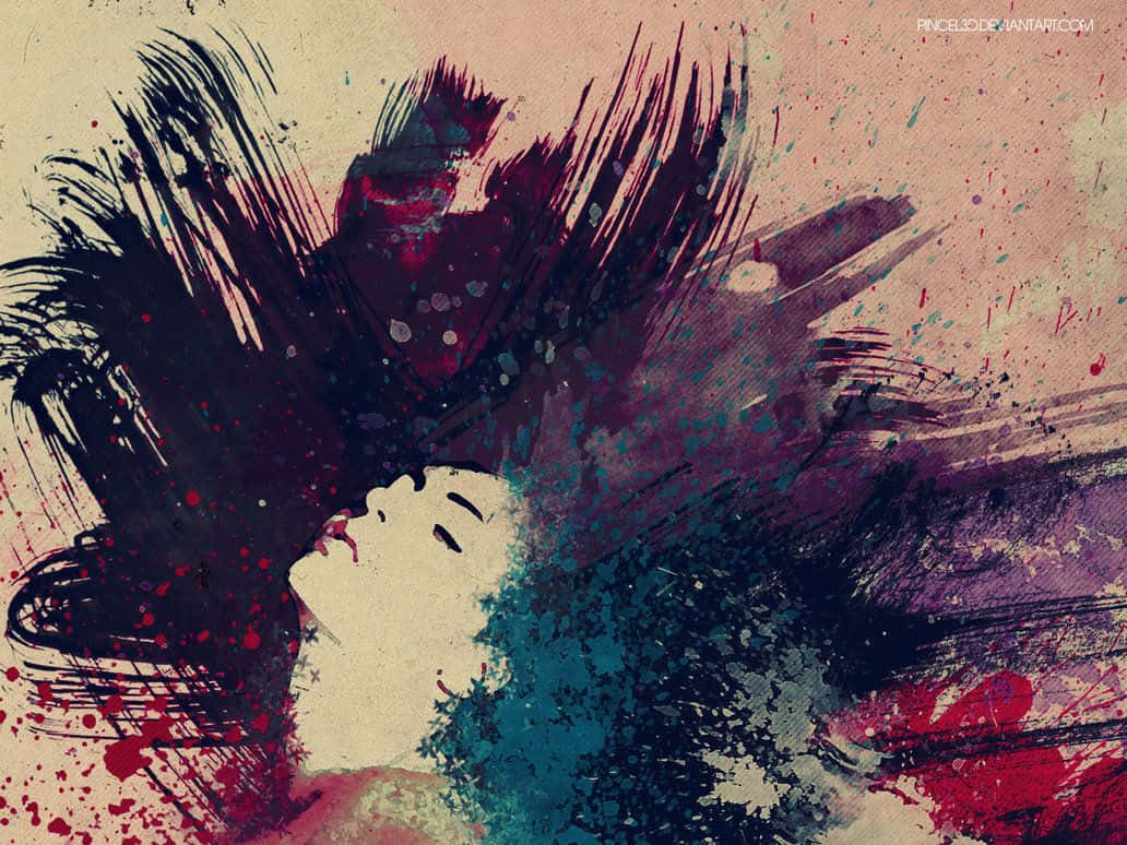 Passionate Woman Abstract Painting Wallpaper