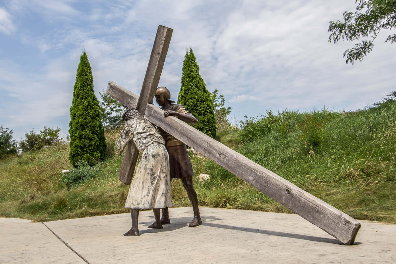 Passie Van Christus Standbeeld Met Kruis Achtergrond