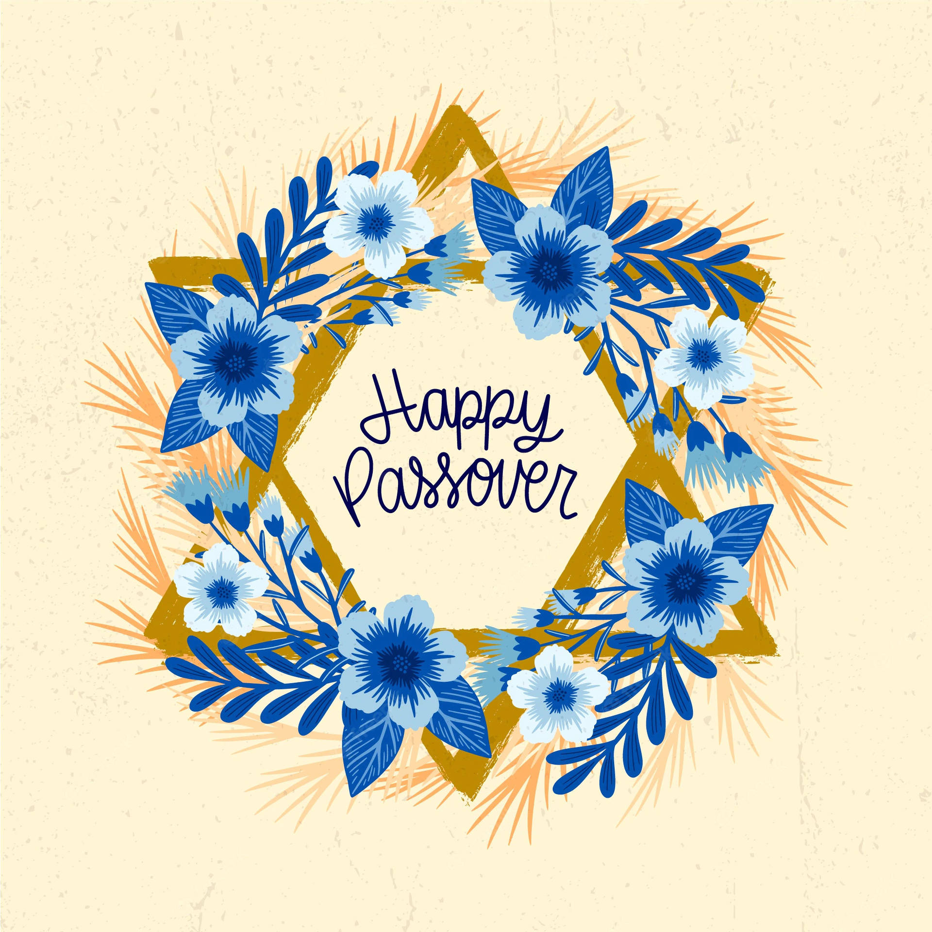 Passover Blue Flower Wreath Background