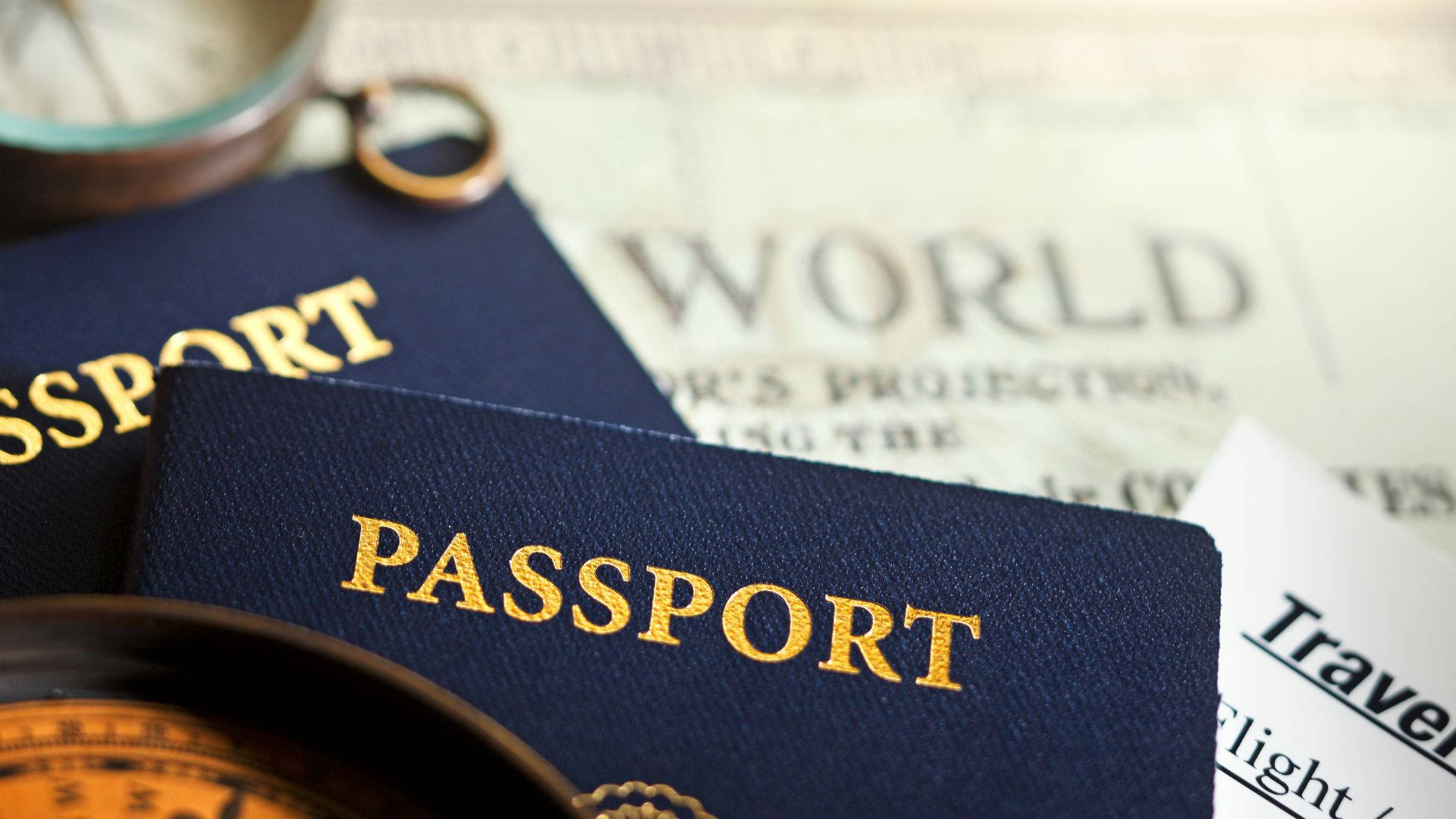 Be Globally Ready - Passport with Compass Macro Shot Wallpaper