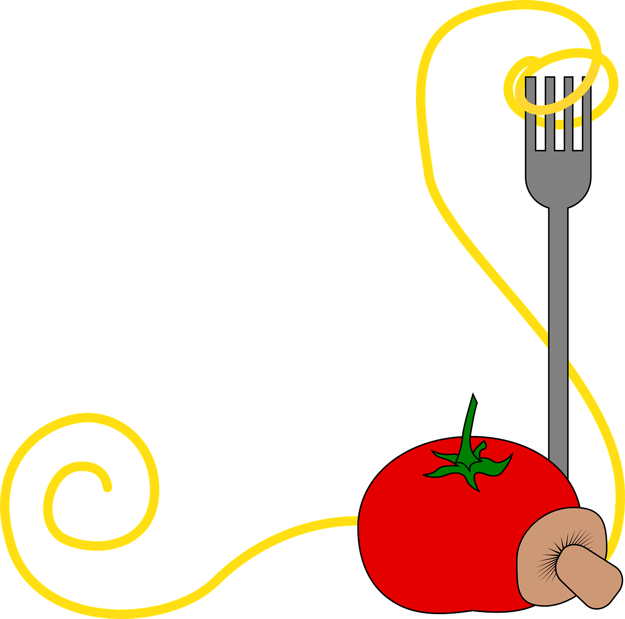 Pasta Twirlon Forkwith Tomatoand Mushroom PNG