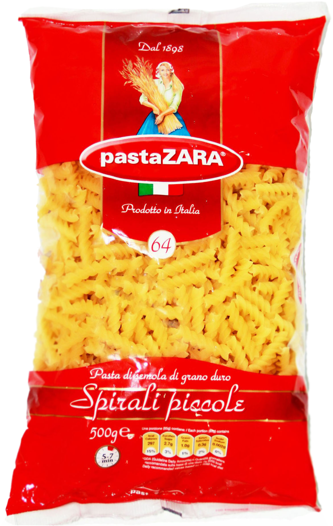 Pasta Zara Spirali Piccole500g Package PNG