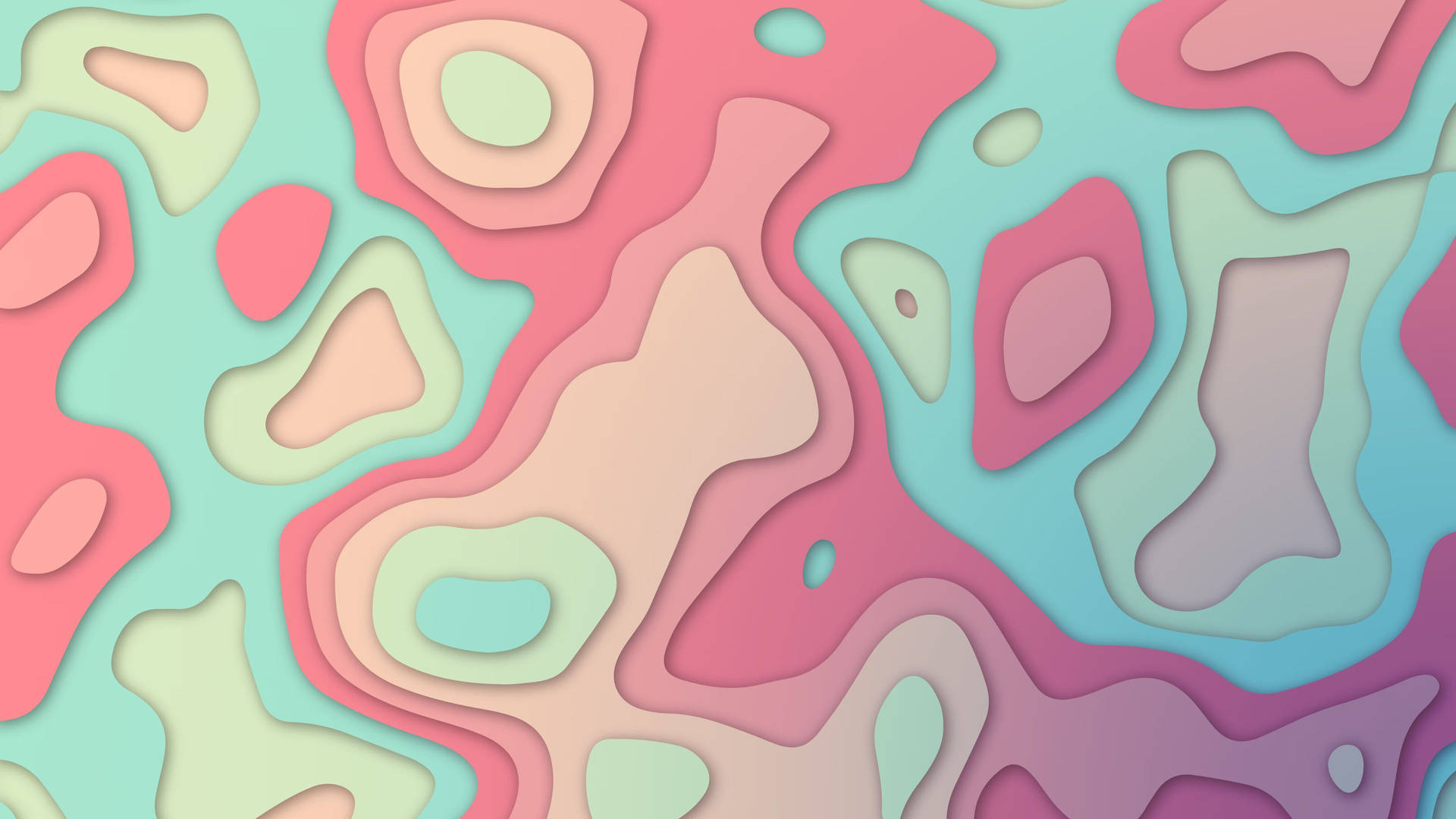 Pastel Abstract Paper Cutout Desktop Wallpaper