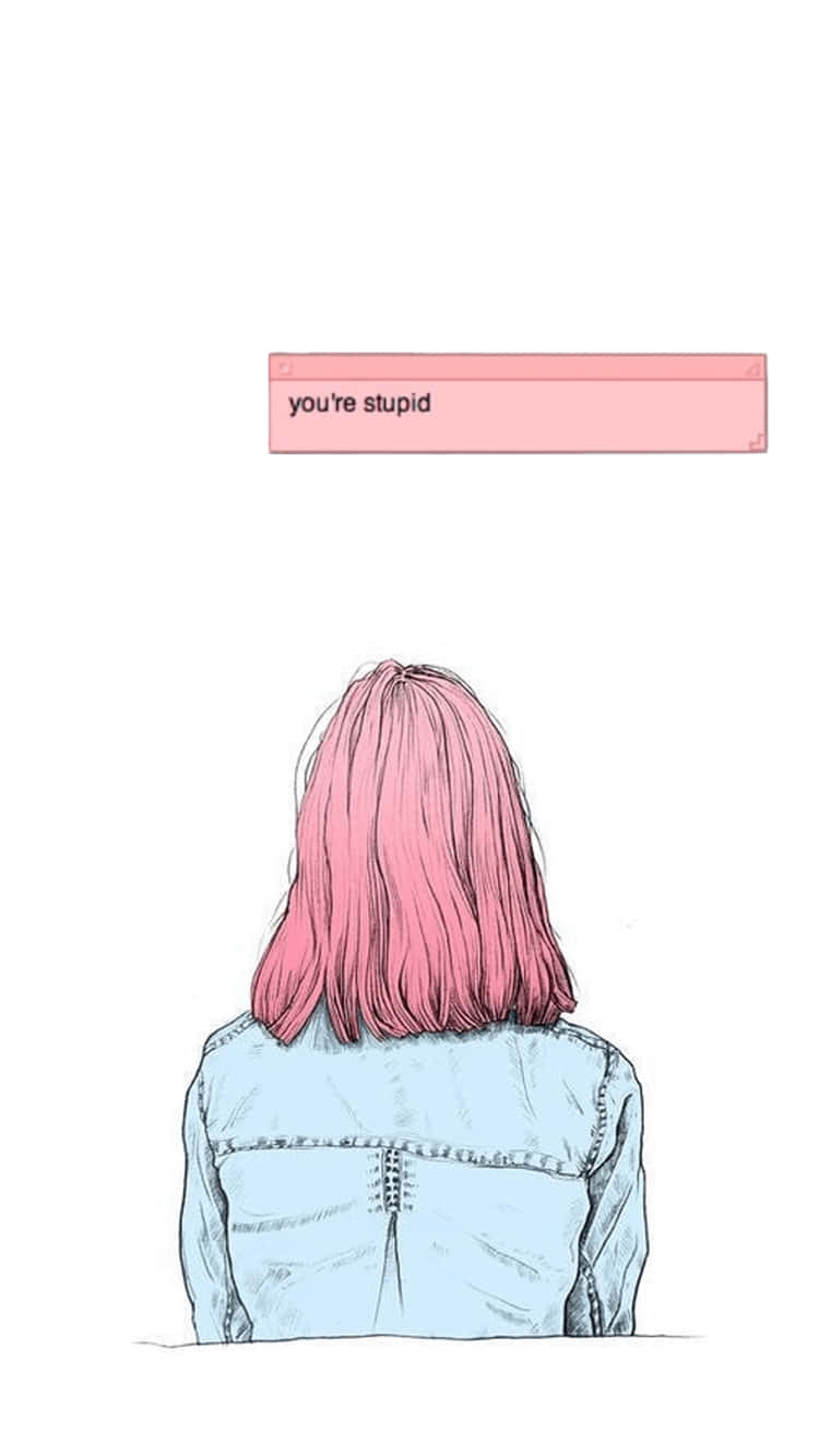 Pige med lyserødt hår pastel æstetisk anime Wallpaper