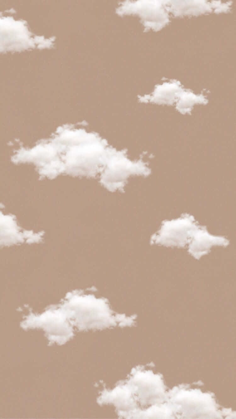 Pastel Aesthetic Brown Background White Clouds
