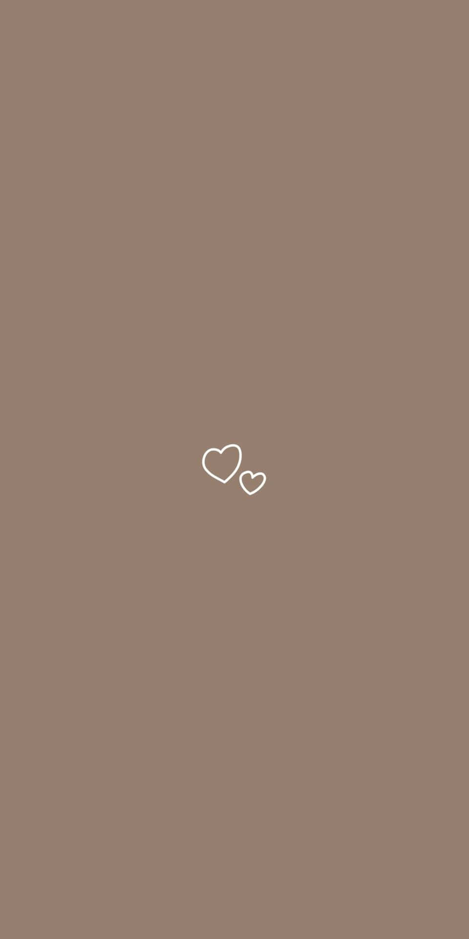 Pastel Aesthetic Brown Background Two Hearts