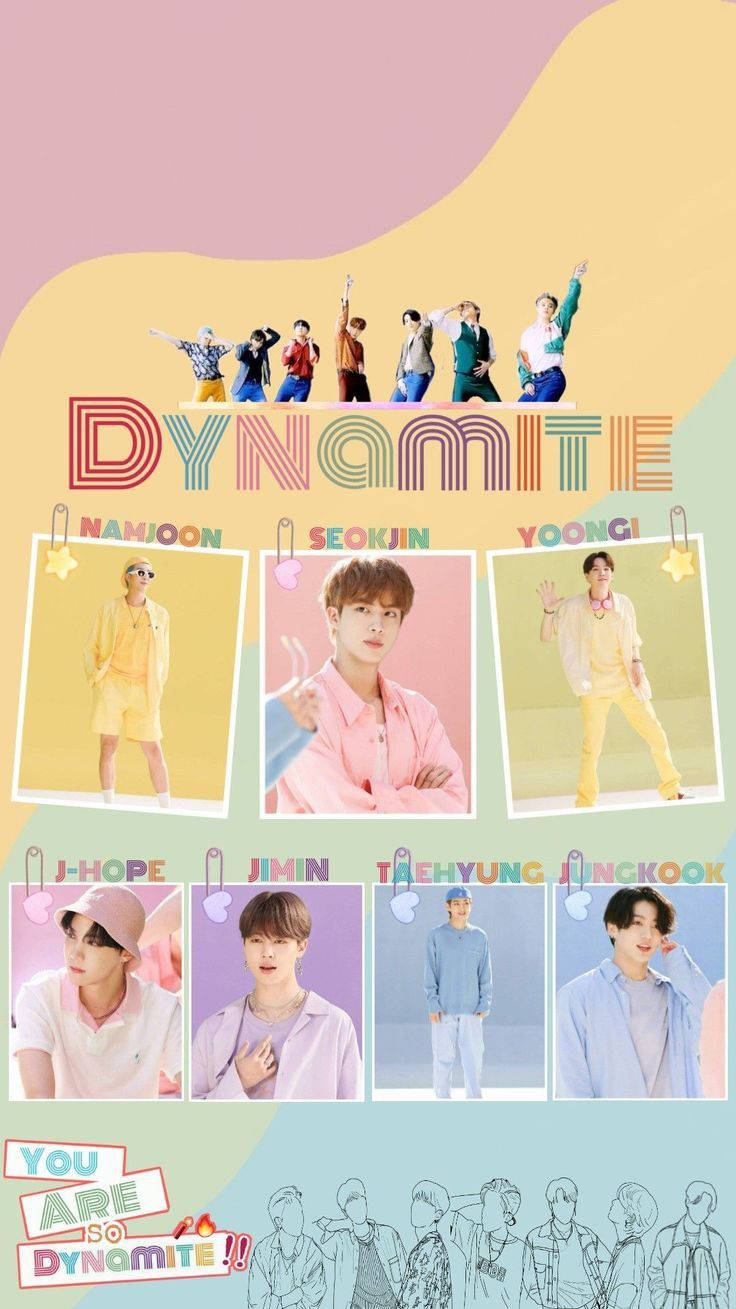 Pastel Aesthetic BTS Dynamite Collage Wallpaper