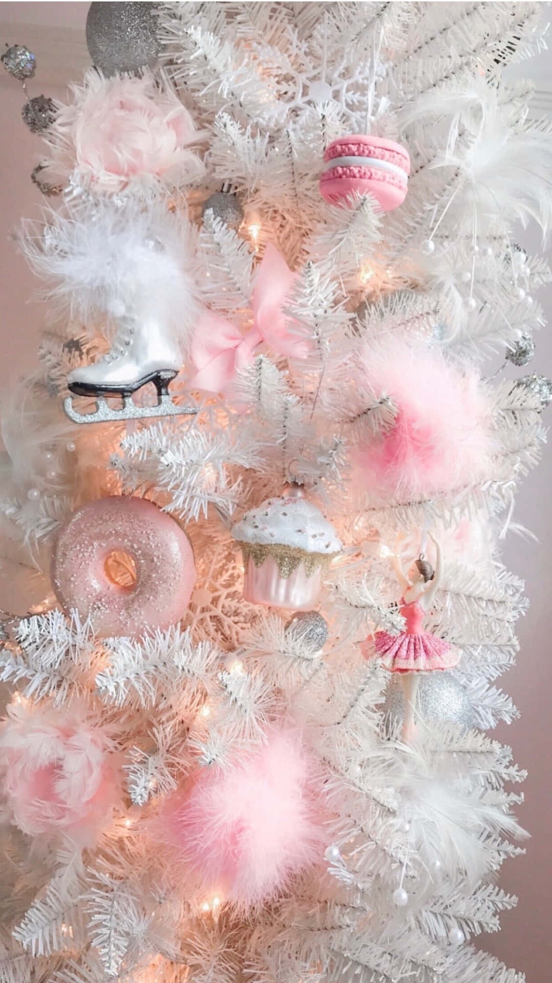 Pastel Aesthetic Christmas Tree Close Up Shot Wallpaper