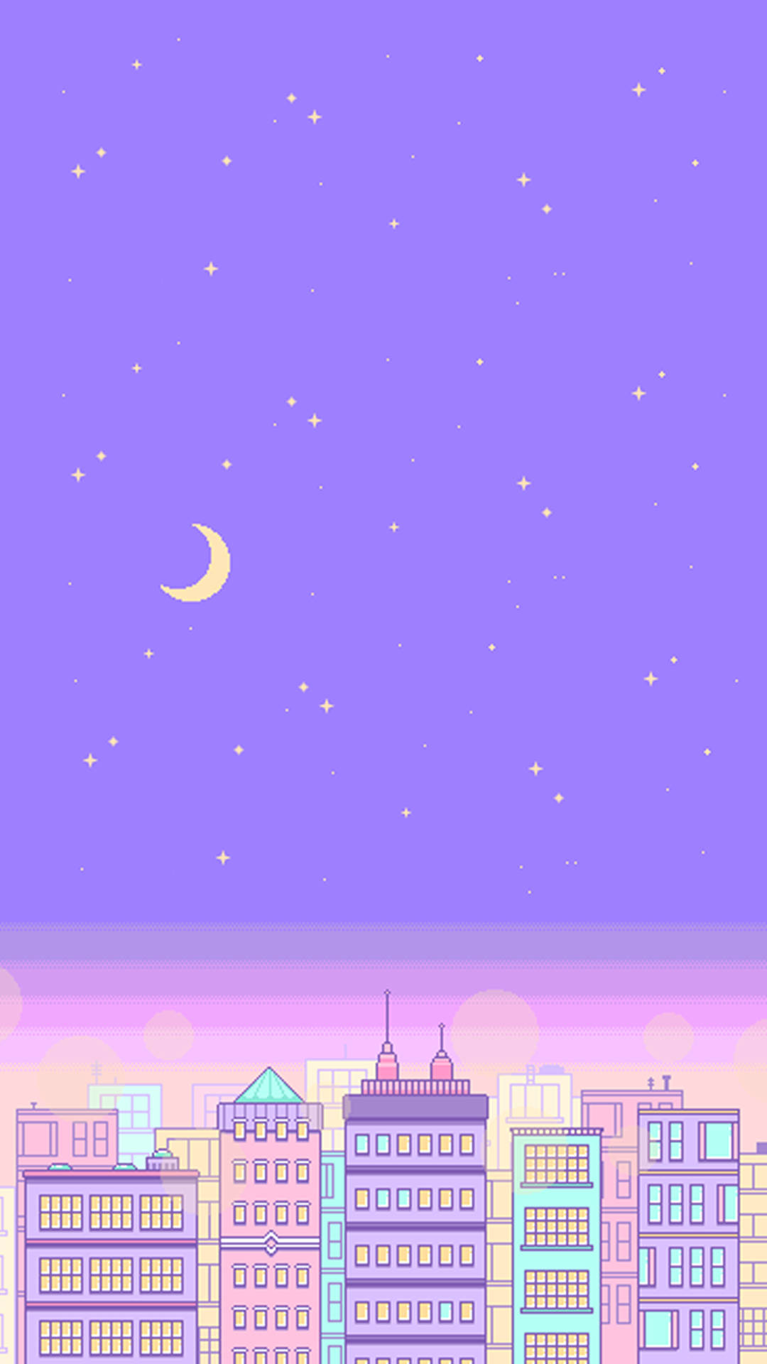 Pastel Aesthetic City Skyline At Night Wallpaper
