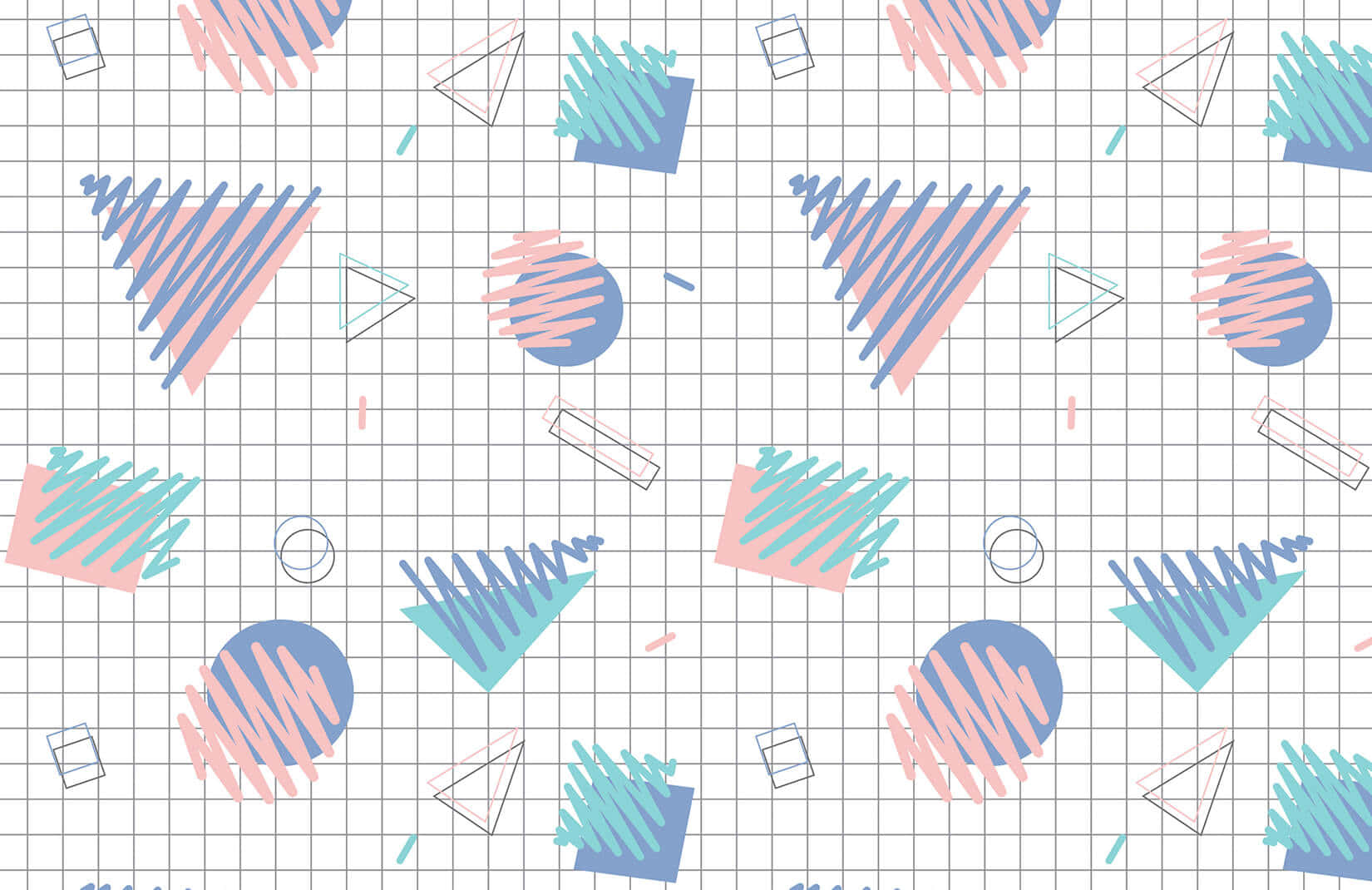 Pastel Aesthetic Grid Geometric Shapes Wallpaper