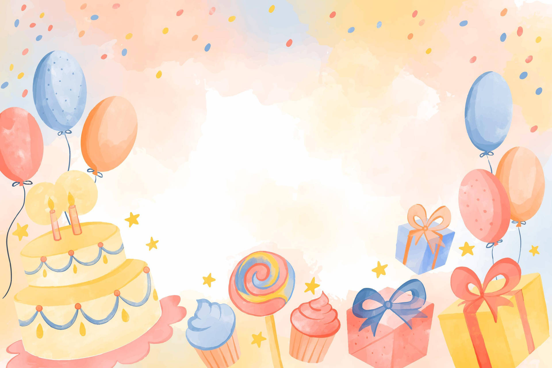 Pastel Aesthetic Happy Birthday Party Wallpaper
