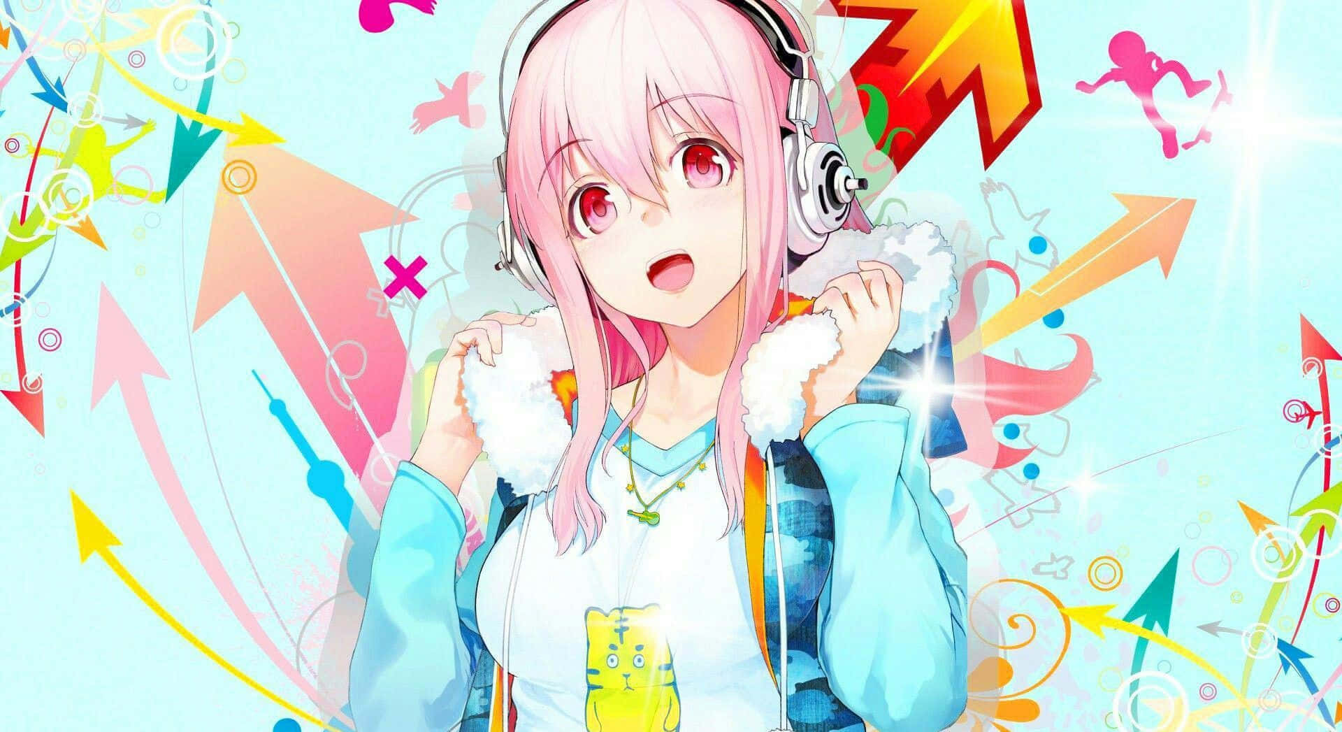Pastel Anime Girl Headphones Cutecore Wallpaper