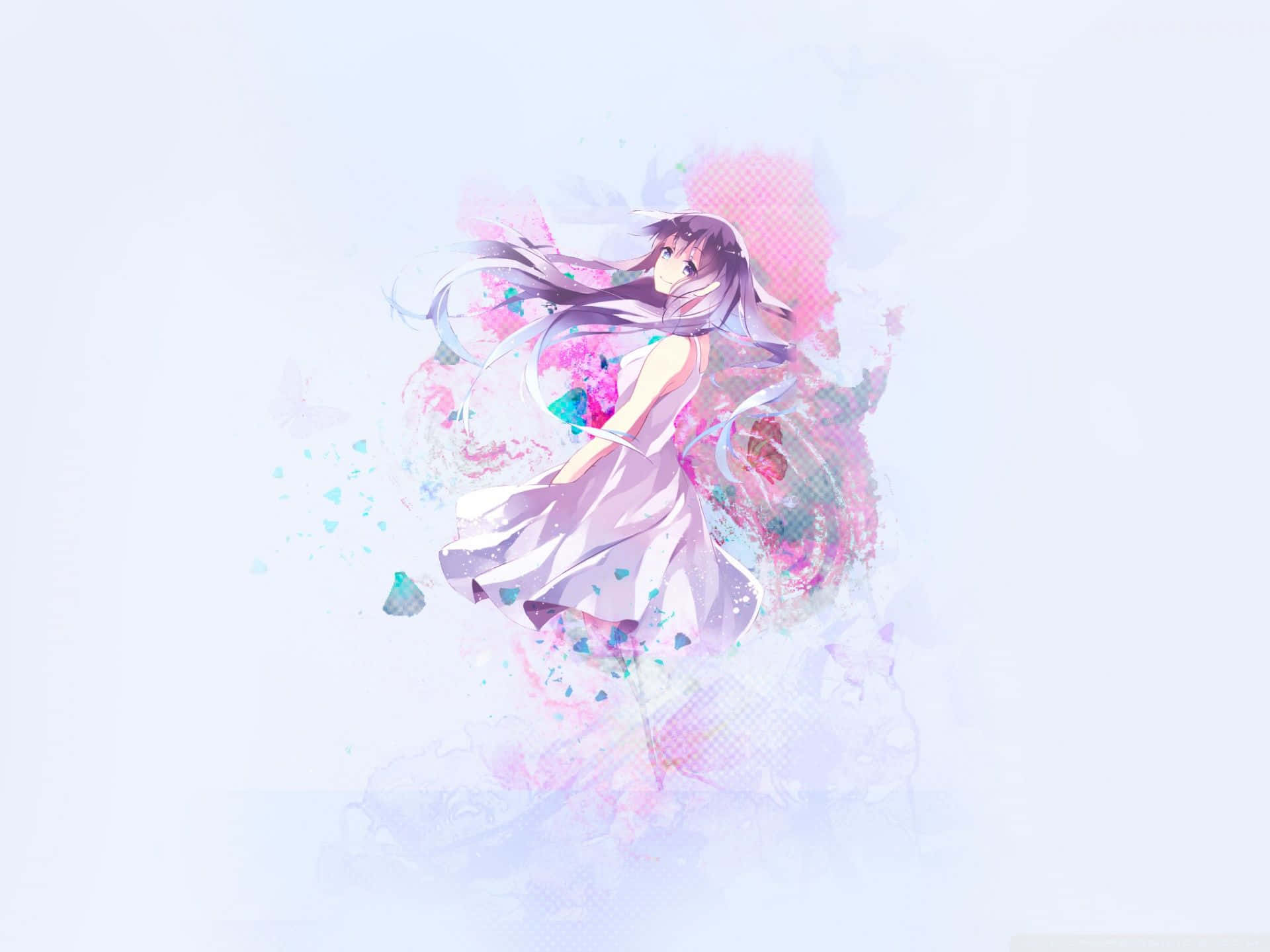 Kawaii Anime Girl Pastel Background