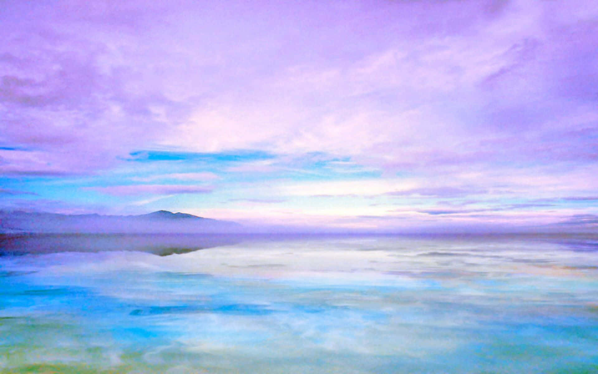 Purple Sky And Mossy Landscape Pastel Background