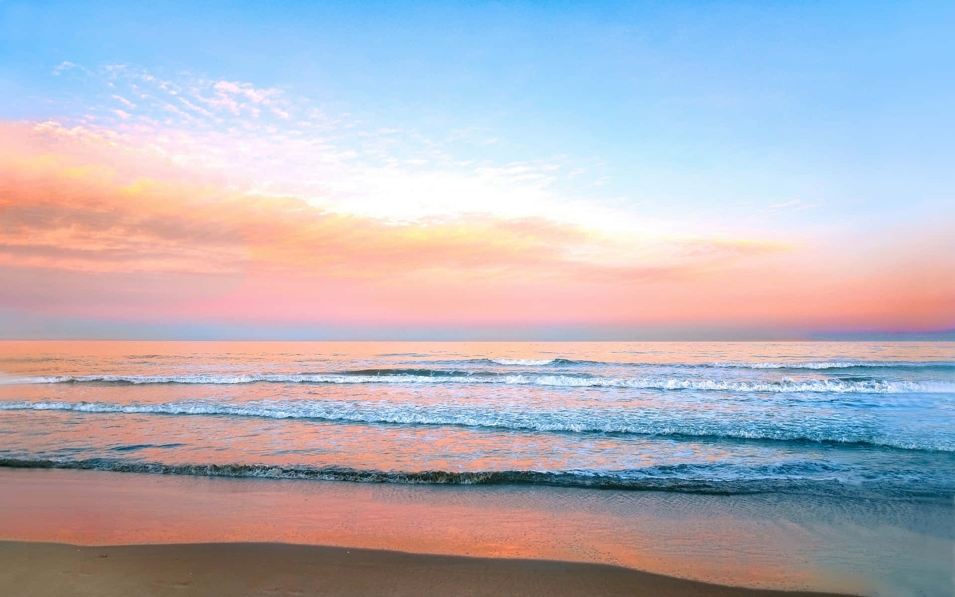 Disfrutandode La Serenidad De Una Pintoresca Playa Pastel. Fondo de pantalla