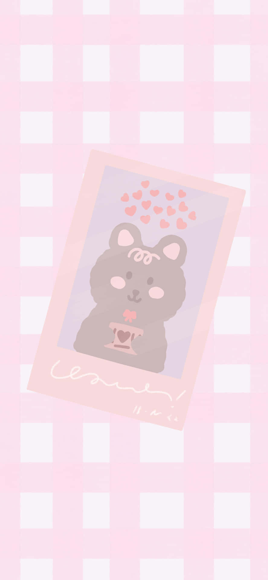 Pastel Bear Love Illustration Wallpaper