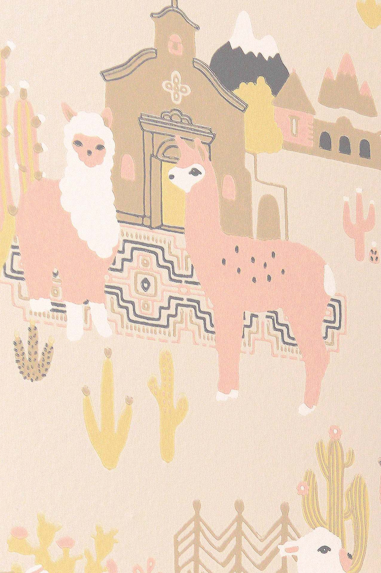 Pastel Beige Llamas Wallpaper