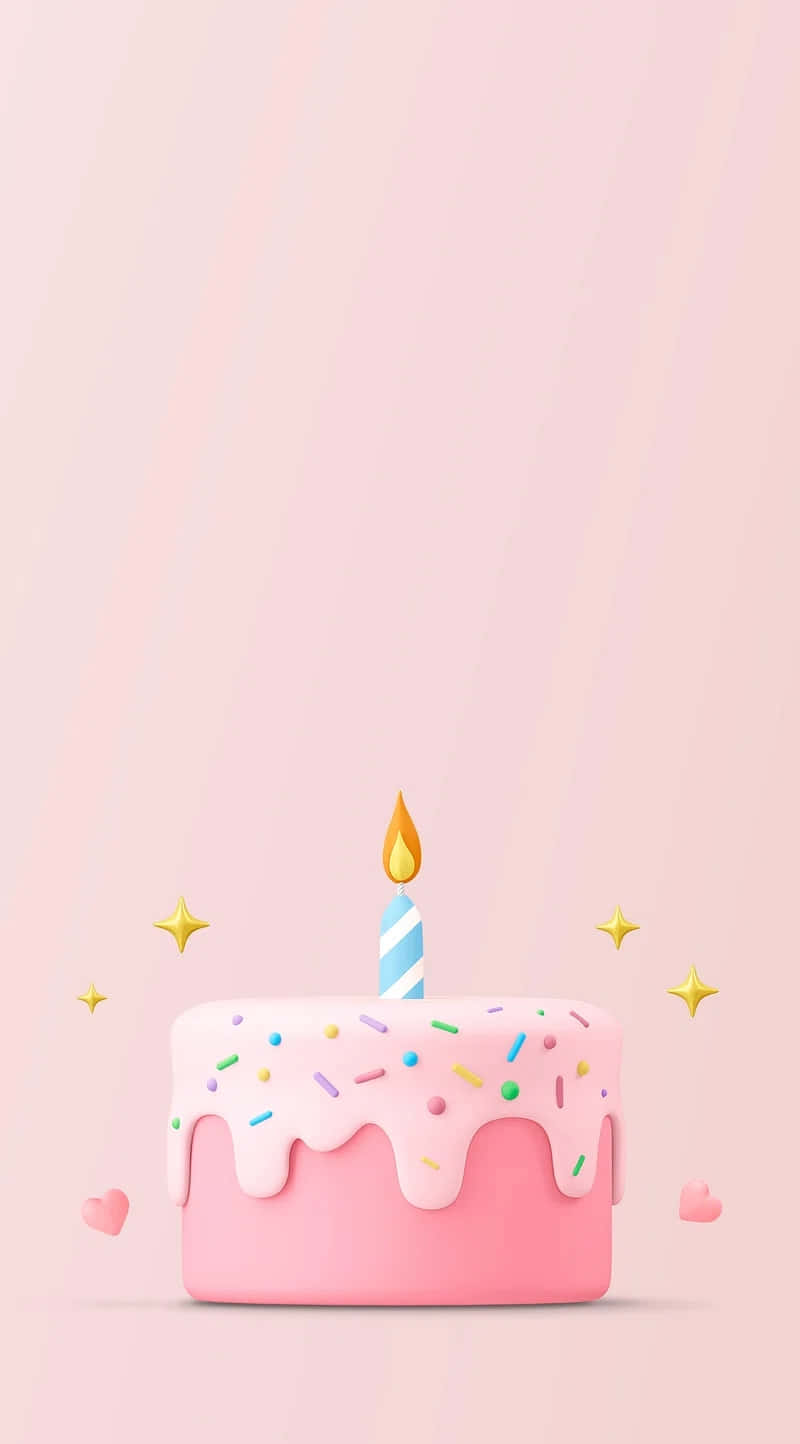 Pastel Birthday Cake3 D Illustration Wallpaper