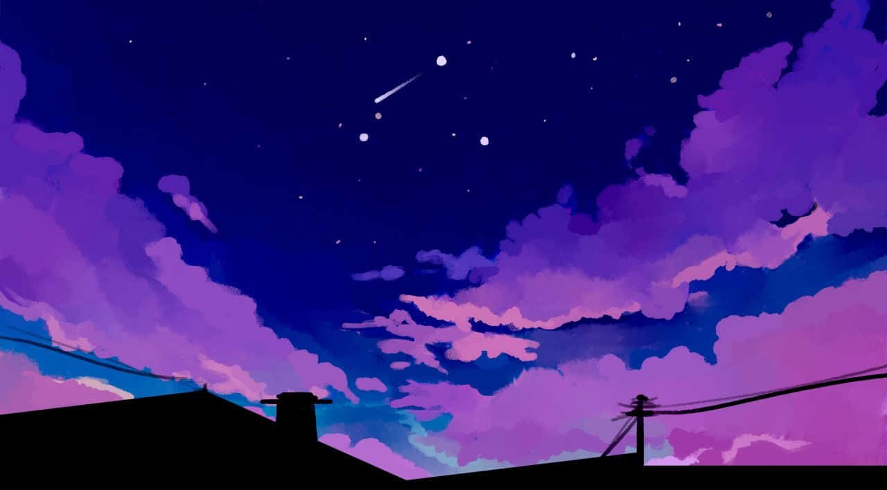 Pastellblauesästhetisches Anime-landschaftsbild Für Den Desktop Wallpaper