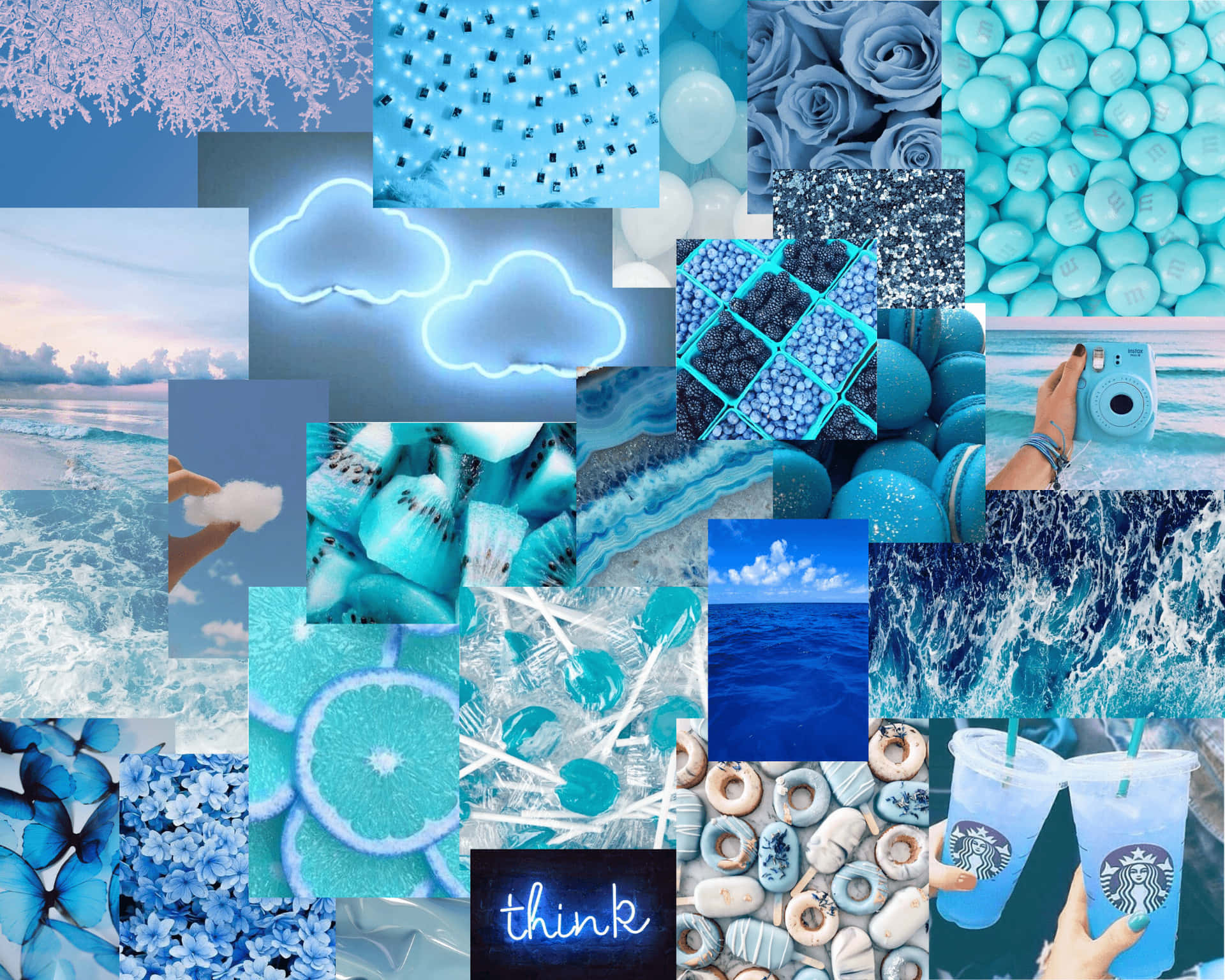 Njutav Den Lugnande Skönheten I Pastellblått Med Denna Estetiska Tumblr-konst Som Bakgrundsbild På Din Dator Eller Mobiltelefon. Wallpaper