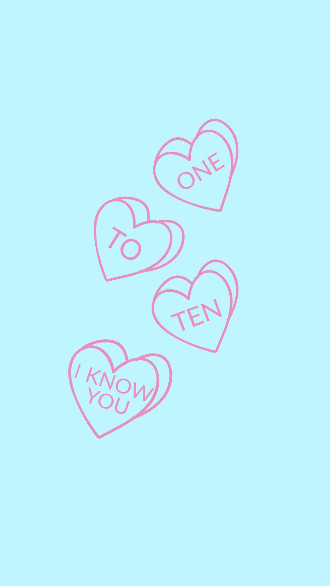Pink Hearts In Pastel Blue Aesthetic Tumblr Wallpaper