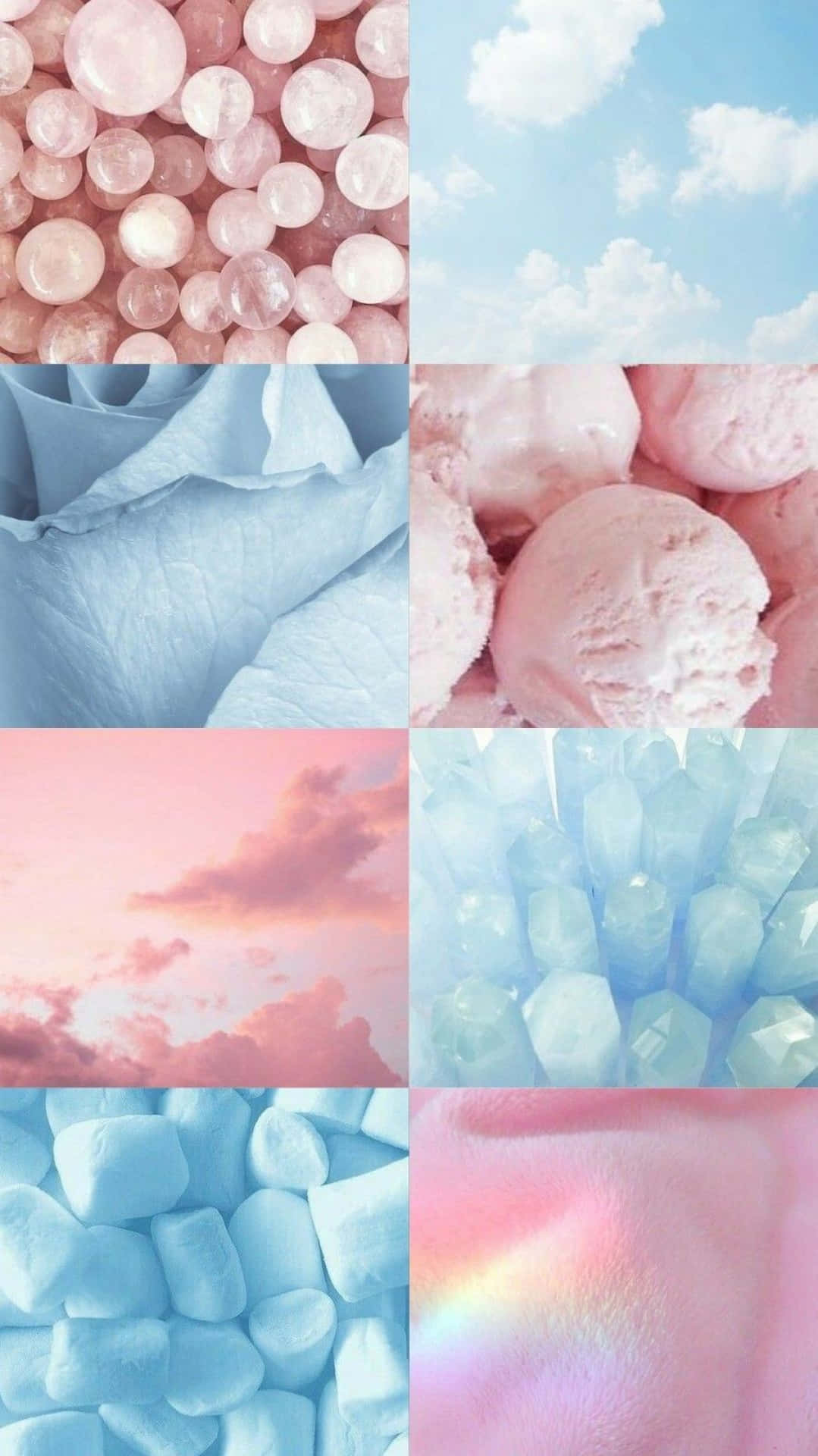 Et smukt pastelfarvet tapet med toner af blå, pink og hvid. Wallpaper