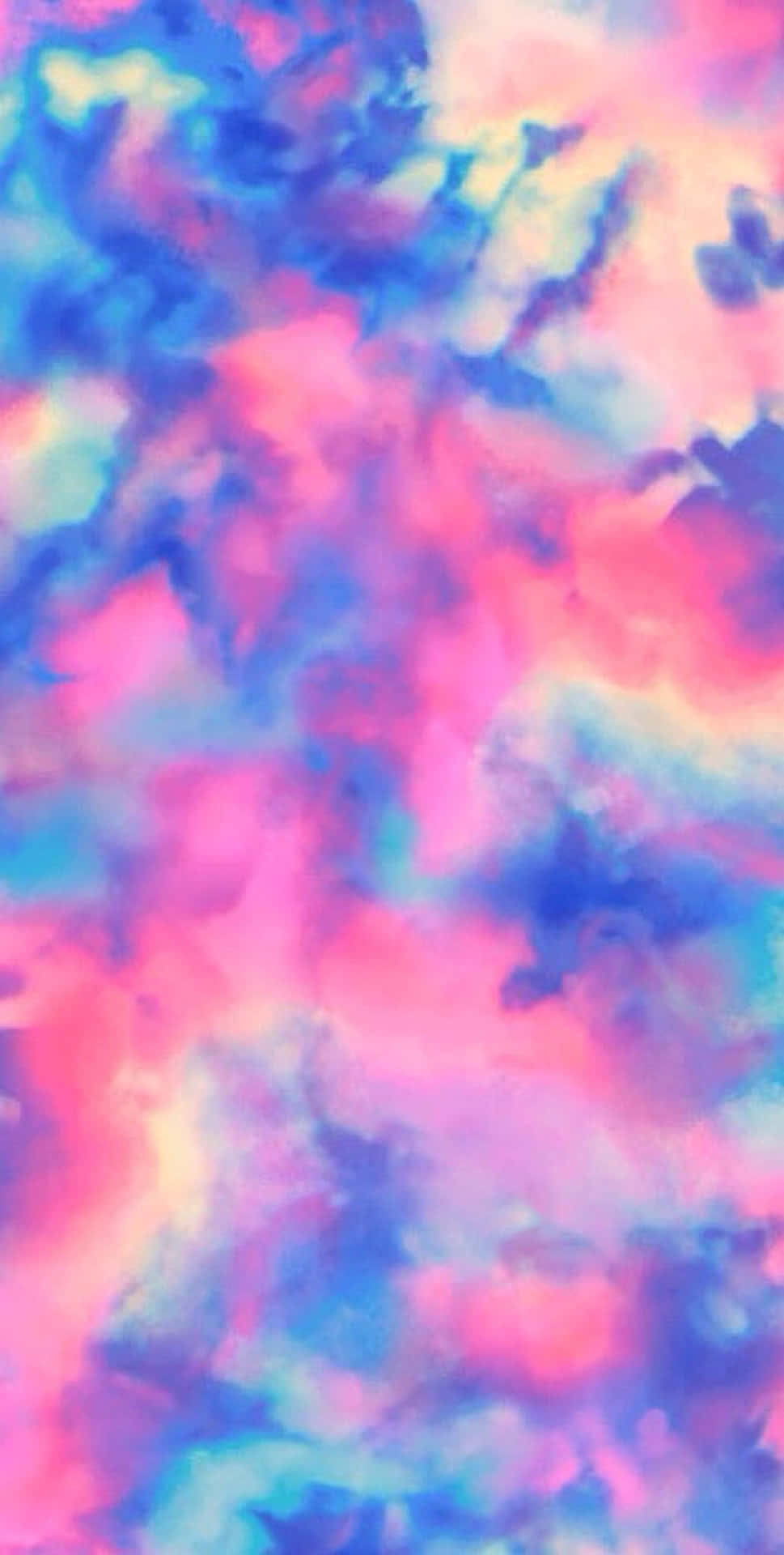 A Colorful Painting Of Clouds On A Blue Background Wallpaper