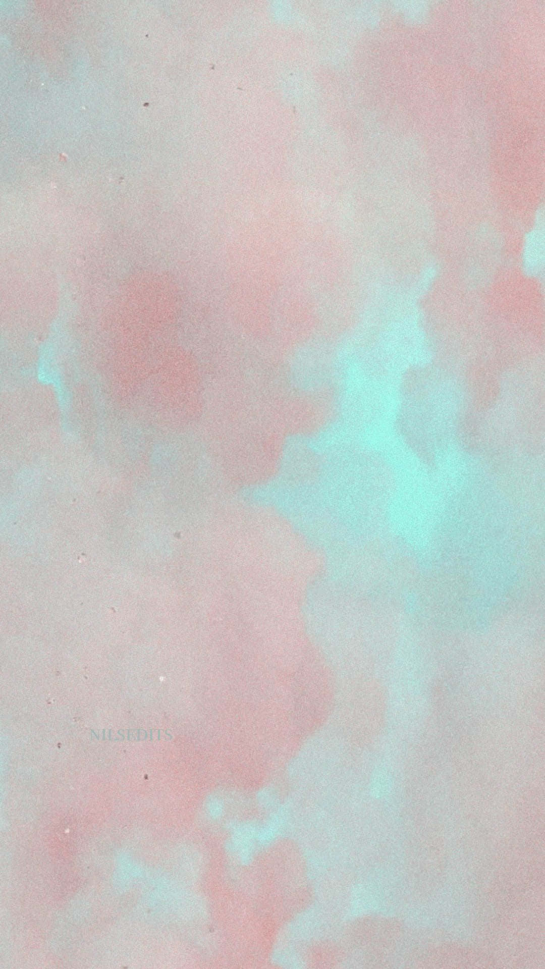 A Watercolor Background With Pink And Turquoise Clouds Wallpaper