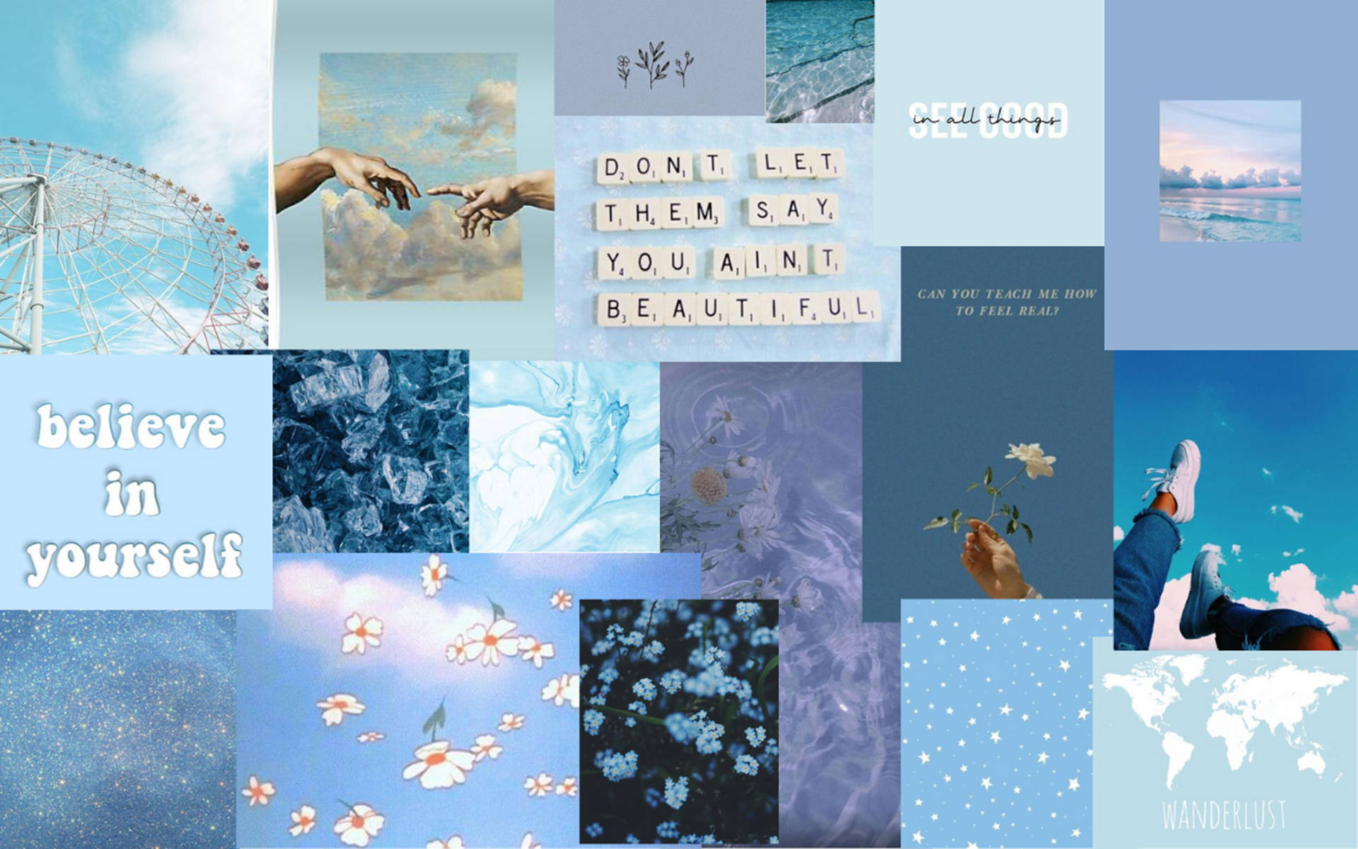 Pastel Blue Art And Quotes Wallpaper