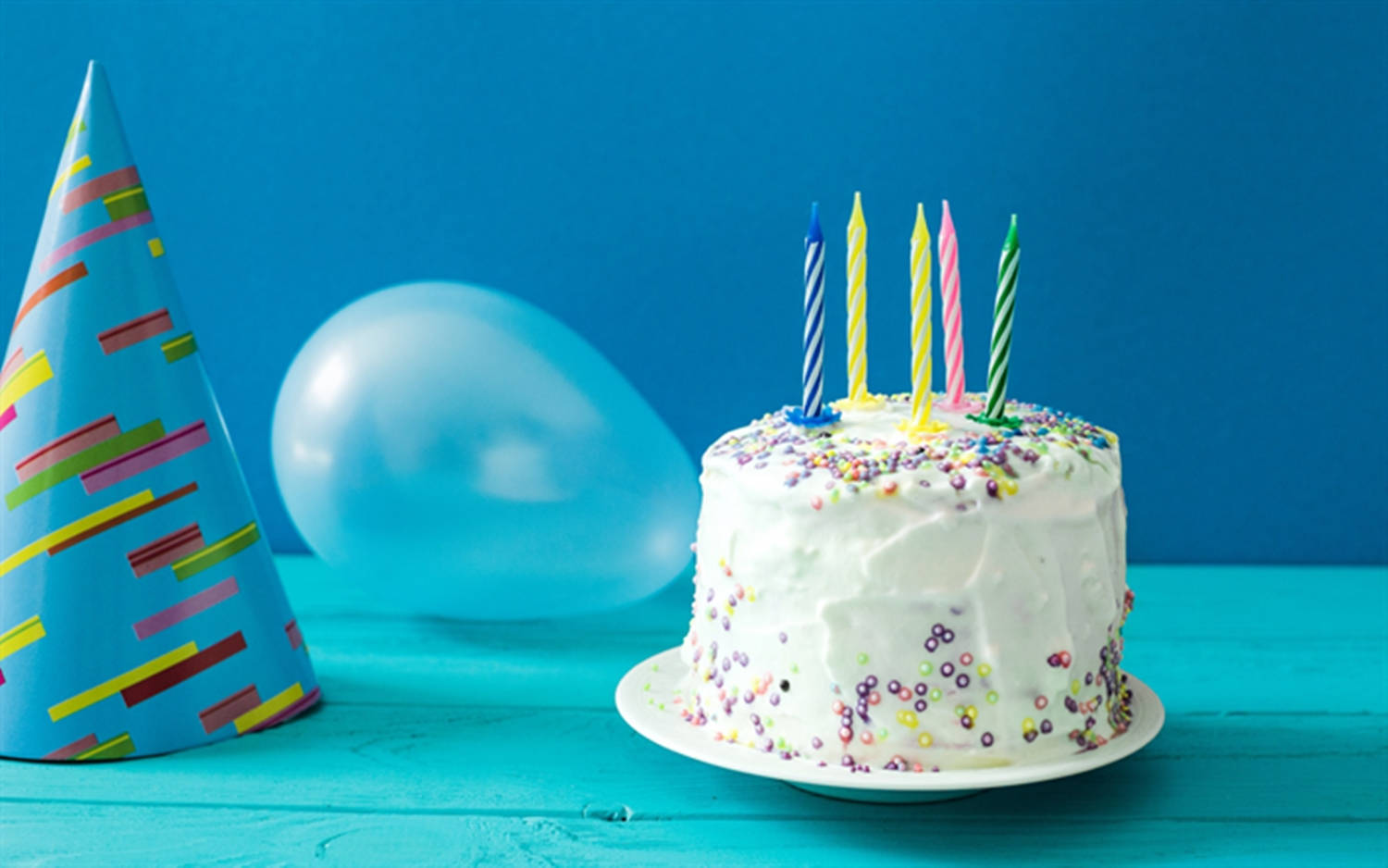 Pastel Blue Birthday Cake Candles Wallpaper