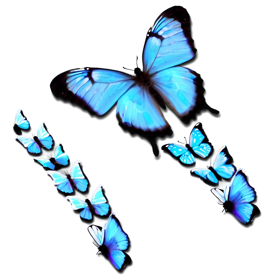 Pastel Blue Butterflies Png 5 PNG