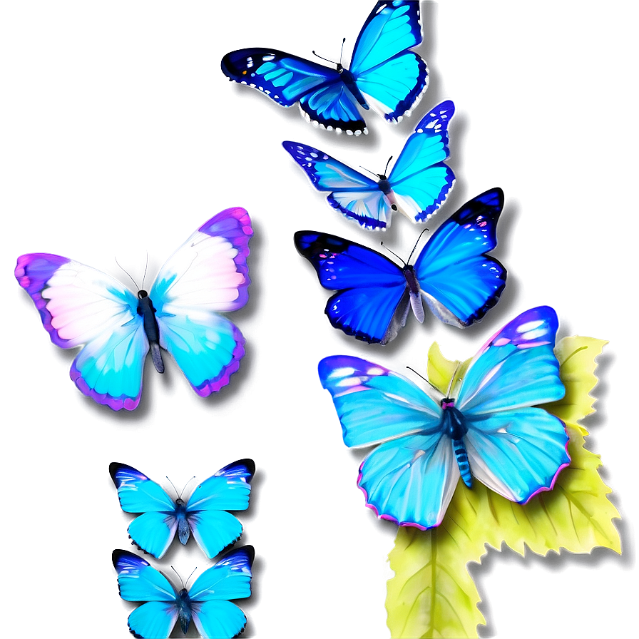 Pastel Blue Butterflies Png Aht PNG