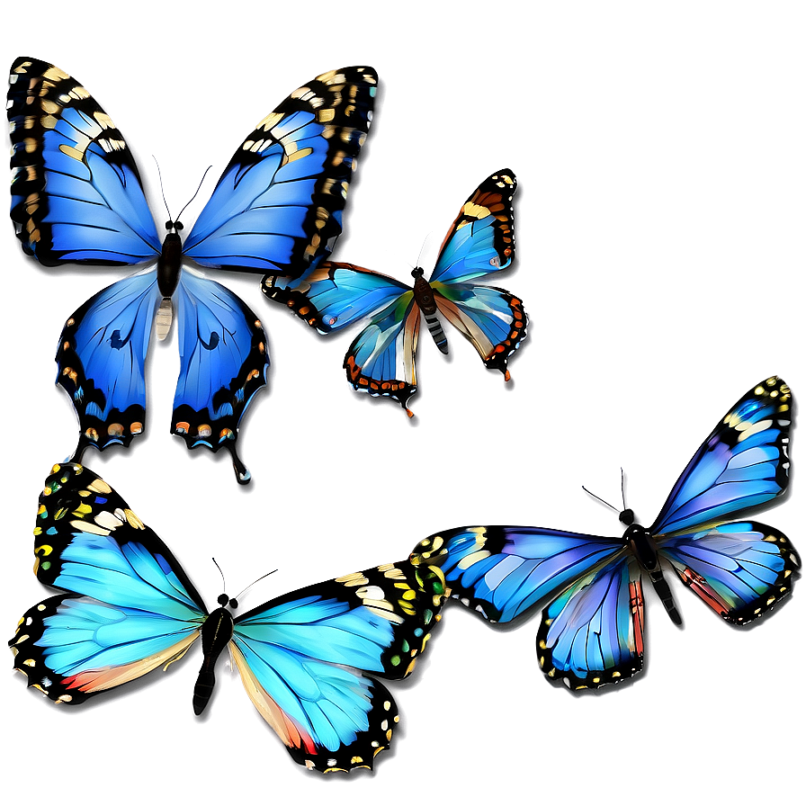 Pastel Blue Butterflies Png Nyy29 PNG