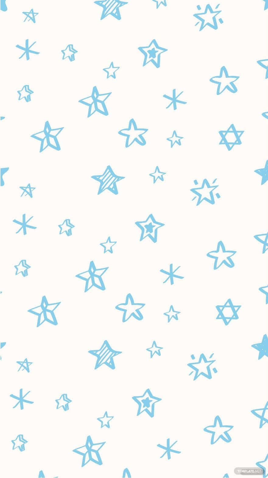 Pastel Blue Cute Stars Pattern Wallpaper