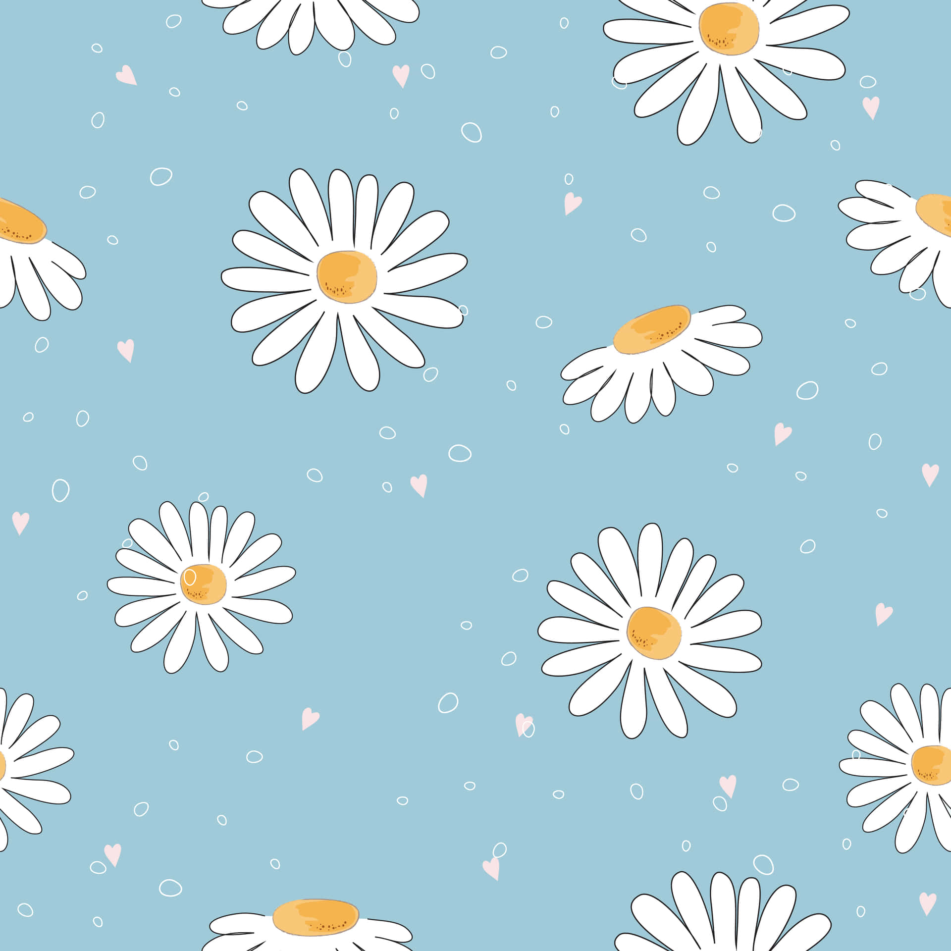 Pastel_ Blue_ Daisy_ Pattern Wallpaper