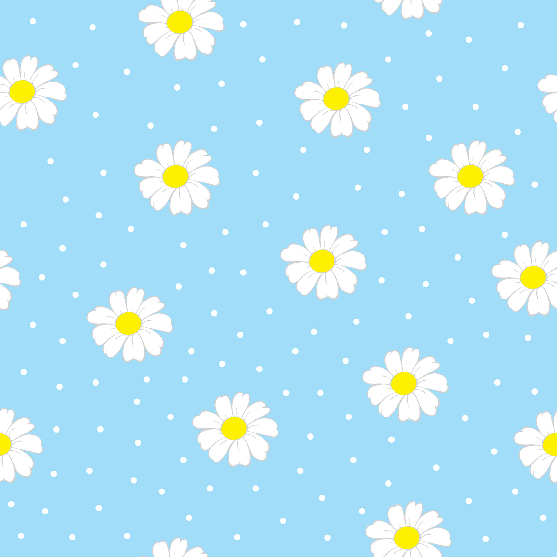 Pastel Blue Daisy Pattern Wallpaper