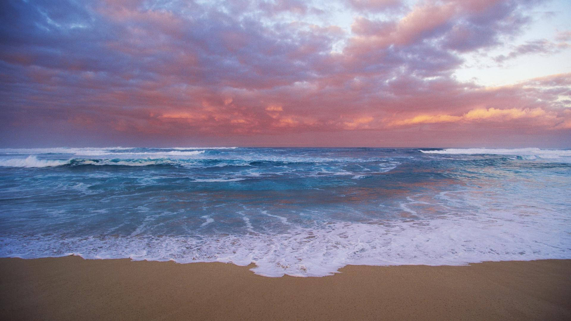 Pastel Blue Ocean Sunset Wallpaper