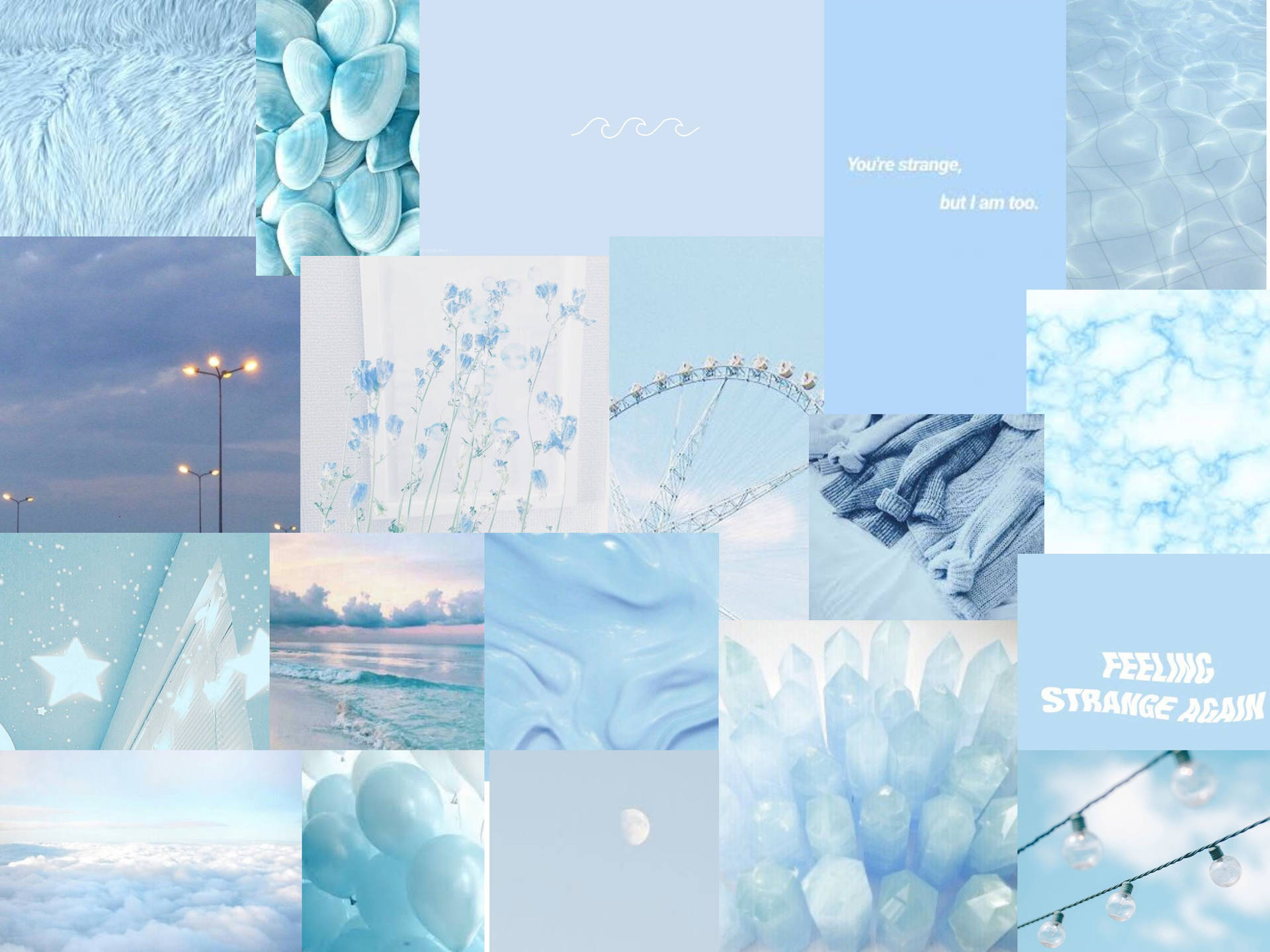 Pastel Blue Scenery And Quotes Wallpaper