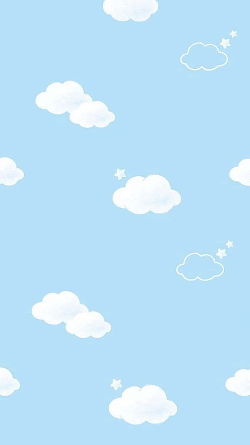Fluffy Clouds On Pastel Blue Solid Wallpaper