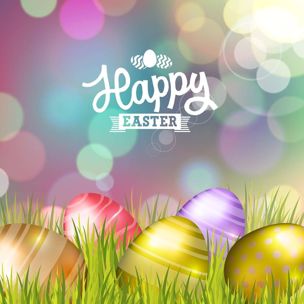 Pósterde Huevos De Pascua Felices Con Efecto Bokeh Pasteles. Fondo de pantalla