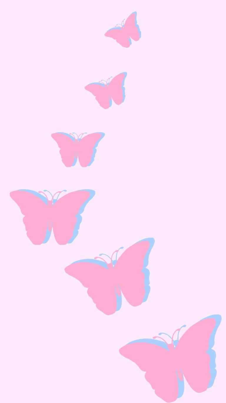 Pastel Butterflies Preppy Aesthetic Wallpaper