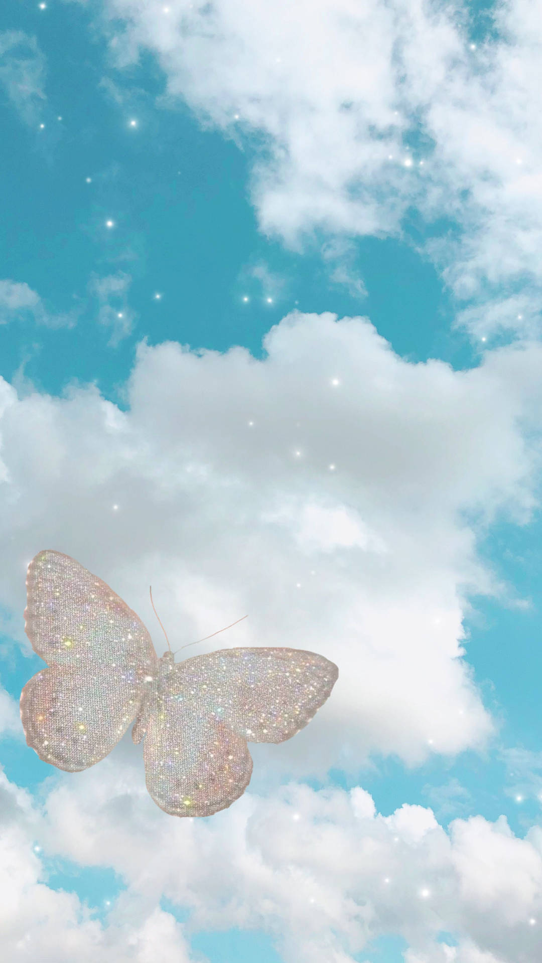 Pink Pastel Butterfly In The Sky Wallpaper